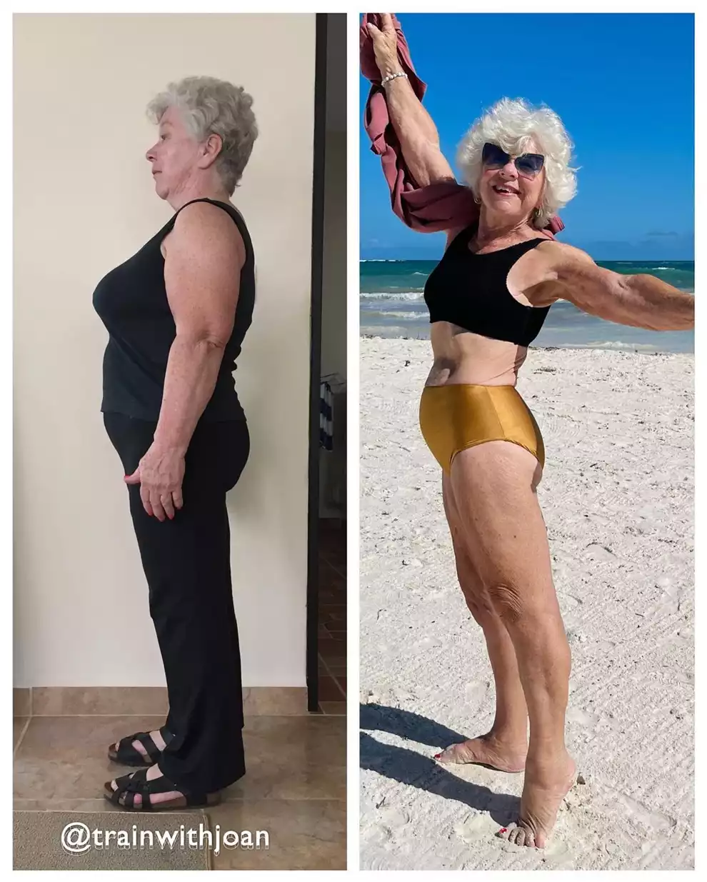 Antes y después cambio físico Joan MacDonald